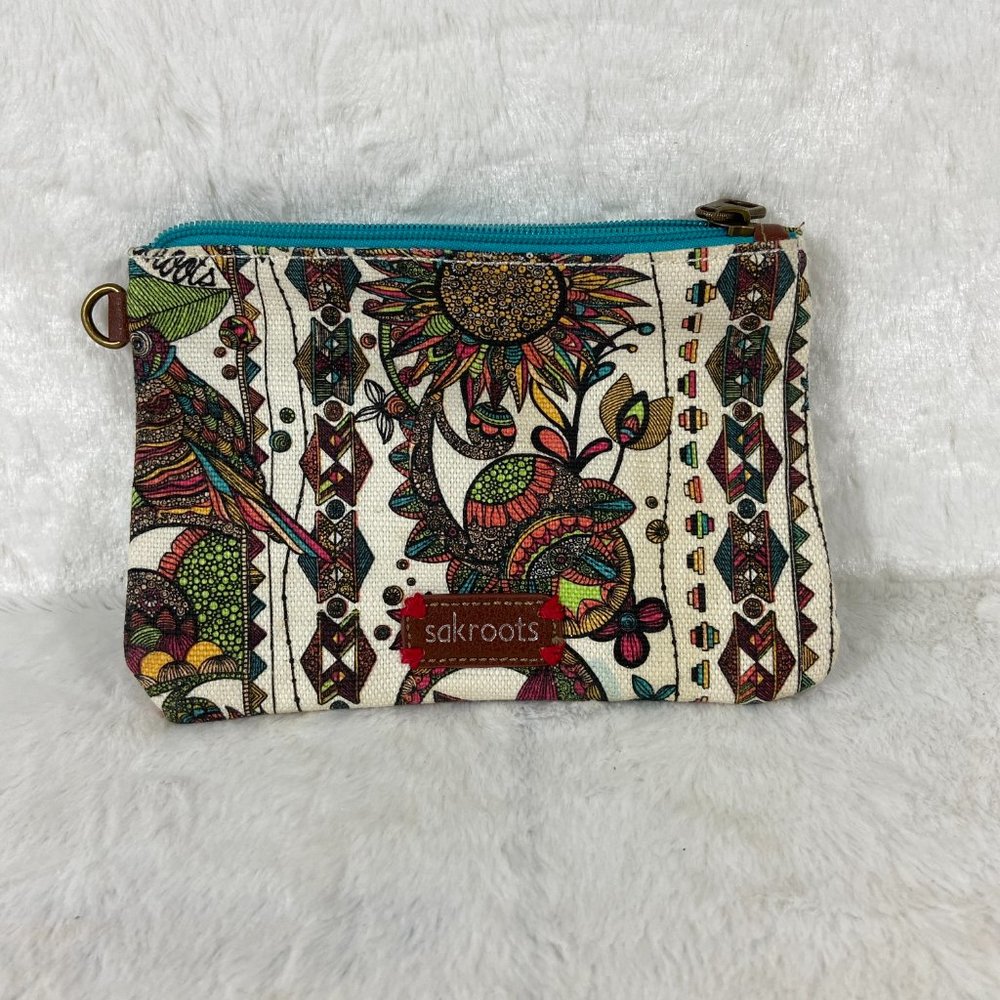 Vintage Sakroots zipper coin purse Peace BoHo Print